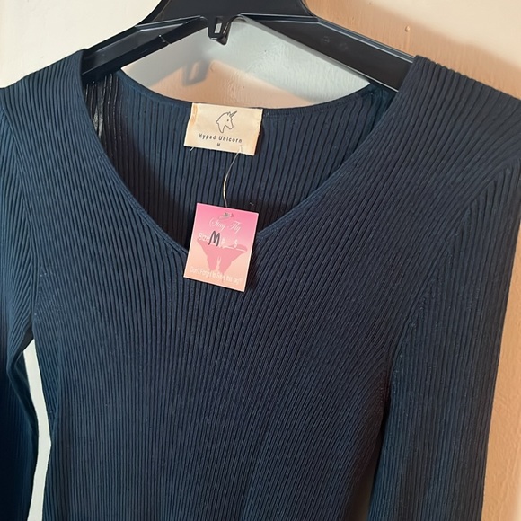 Dark Teal Green long sleeve ribbed shirt - Picture 4 of 4